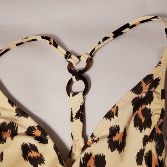 Kona Sol Swimsuit Womens Size Small Cream Cheetah Print OnePiece Adjustable Swim - Picture 7 of 12